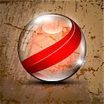 Vector illustration of the clear sphere with red lines inside
