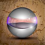 Vector illustration of the gray colored ball with clear line and purple illumination.