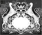 Black and white floral frame with crown and Cheetah