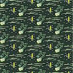 Vintage beach Hawaii seamless vector pattern. Retro style resort green dark background for textile and shirt apparel.