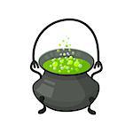 Halloween witch s cauldron with potion. Halloween icon isolated on white background. Cartoon style vector illustration