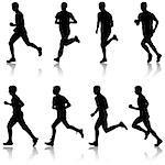 Set of silhouettes Runners on sprint men vector illustration.