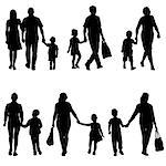 Set silhouette of happy family on a white background. Vector illustration