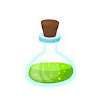 Halloween funny stuff .Glass beaker with a poisonous liquid. Cartoon style vector illustration.