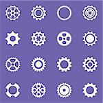 Simple vector cog wheels and gears collection isolated