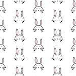 Bunny stylized line fun seamless pattern for kids and babies. Cute animal fabric design for textile linen and apparel in scandinavian simple style.