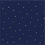 Seamless modern dark blue doodle circle dot texture made with dry brush and ink. Vector illustration.