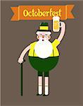 Oktober fest character grandpa, fun vector illustration