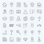 Line Real Estate Icons. Vector Collection of Outline House and Building Symbols.