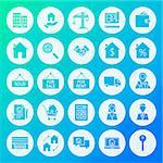 Real Estate Circle Solid Icons. Vector Illustration of House Glyphs over Blurred Background.