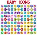 Baby icons set. Flat vector related icons set with long shadow for web and mobile applications. It can be used as - logo, pictogram, icon, infographic element. Vector Illustration.