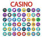 Casino icons set. Flat vector related icon set with long shadow for web and mobile applications. It can be used as - logo, pictogram, icon, infographic element. Vector Illustration.