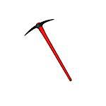 Mattock in black design with red handle on white background