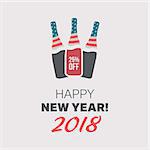 Happy New year banner with bottle and USA flag