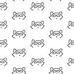 Raccoon stylized line fun seamless pattern for kids and babies. Cute animal fabric design for textile linen and apparel in scandinavian simple style.