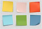Vector illustration of multicolor post it notes isolated on transparent background