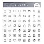 Set of 56 device line icons suitable for web, infographics and apps. Isolated on white background. Clipping paths included.