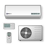 Air conditioner realistic with cooling and ventilation equipment isolated. vector illustration