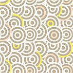 Overlapping striped circles seamless vector pattern. Abstract white and taupe color elements.