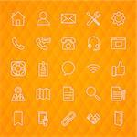 Line Contact Us Icons. Vector Illustration of Outline Business Symbols over Polygonal Background.