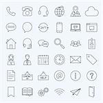 Line Contact Us Icons. Vector Set of Outline Business and Computer Symbols.