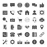 Contact Solid Web Icons. Vector Set of Business and Computer Glyphs.