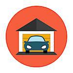 Car in the garage flat icon