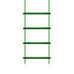 Wooden rope ladder in green design on white background