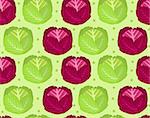 Cabbage seamless pattern. Red cabbage endless background, texture. Vegetable background. Vector illustration