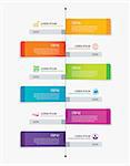 6 rectangle tab timeline infographic options template with paper sheets. Vector element can be used for business workflow layout, diagram, number options, web design, presentations.