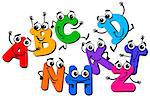 Cartoon Illustration of Funny Capital Letter Characters Alphabet Group for Children Education