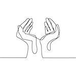 Continuous line drawing. Hands palms together. Vector illustration