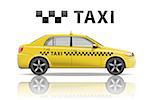Yellow taxi cab isolated on white background. Realistic city taxi mockup. Vector illustration EPS 10