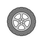 Car wheel flat line icon