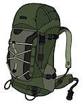 Hand drawing of a khaki green backpack