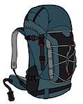 Hand drawing of a blue and gray backpack