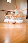 Girls posing in ballet class