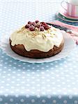 Chocolate cake with cream and berries