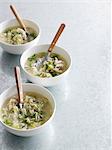 Bowls of chicken and rice soup