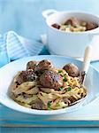 Bowl of pasta with meatballs