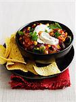 Bowl of chili with corn chips