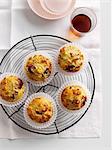 Fruit muffins on cooling rack