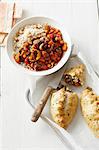 Plate of lamb tagine with baked pastries