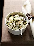 Bowl of rice and fish salad