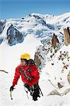 Man mountain climbing, Chamonix, France