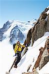 Mid adult man mountain climbing, Chamonix, France