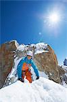 Two men mountain climbing, Chamonix, France