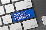 Concept of Online Trading, with Online Trading on Blue Enter Keypad on Modernized Keyboard. 3D Render.