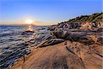 sunrise in Orange Beach. The east coast of Sithonia peninsula, Halkidiki, Greece