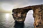 Sea view to Azure window natural arch, now vanished, Gozo island Malta